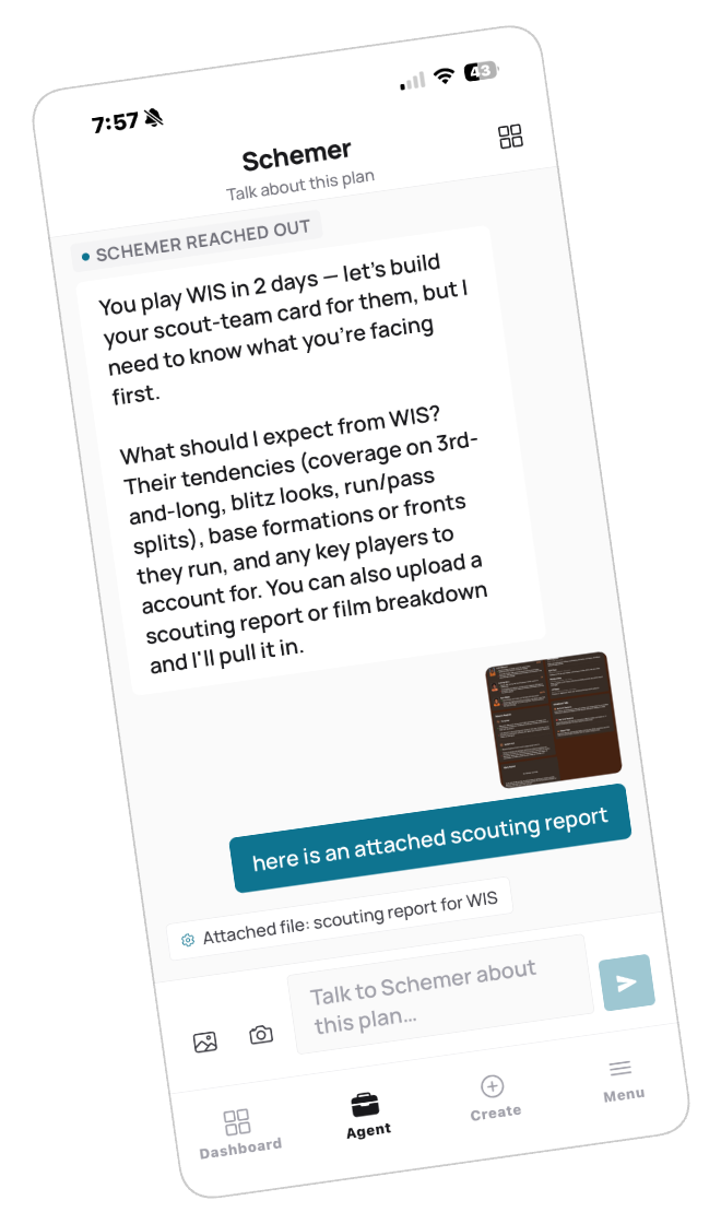 Schemer agent chat on mobile